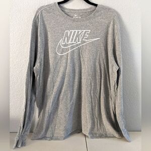 Mens Nike Grey Tshirt Sports Wear Athletic Long Sleeve Outdoor Work Hiking